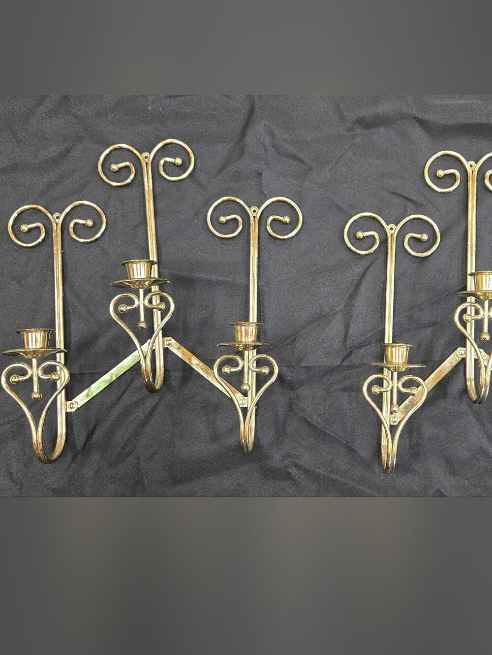Decorative Gold Metal Wall Candle Sconces - Set of 2